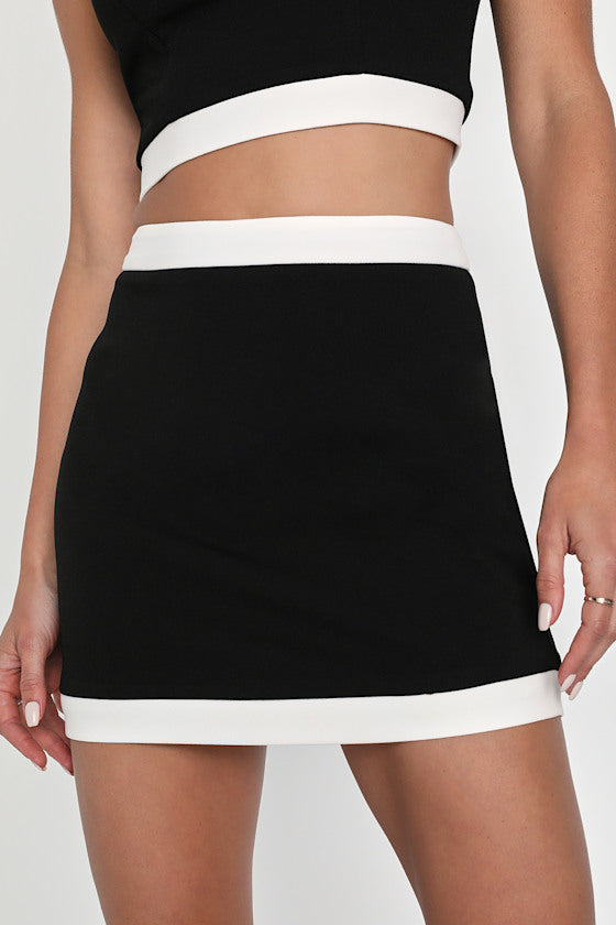 Totally Sensational Black Color Block Bodycon Mini Skirt