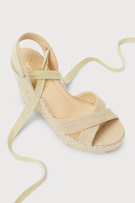 Esme Natural Lace-Up Espadrille Wedges
