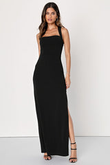 Glamorous Dedication Black Sleeveless Column Maxi Dress