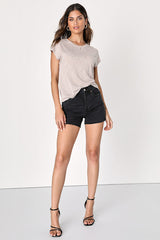 Effortless Revival Taupe Cap Sleeve Tee