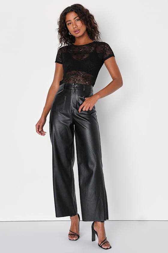 Clearly Sultry Black Lace Sheer Short Sleeve Top