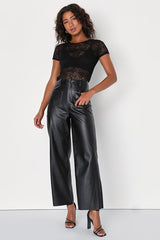 Clearly Sultry Black Lace Sheer Short Sleeve Top