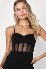 Remarkable Allure Black Corset Sleeveless Mermaid Maxi Dress