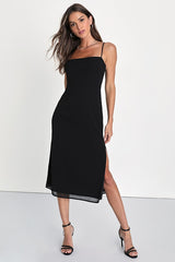 Sweetest Invite Black Sleeveless Midi Dress