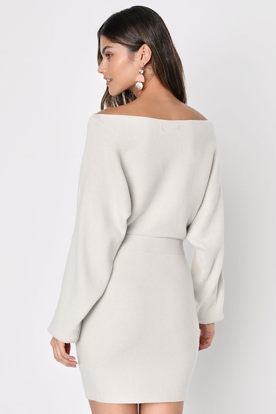 Modern Comfort Ivory Dolman Sleeve Mini Sweater Dress