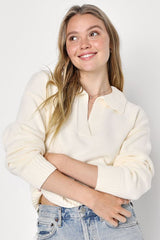 Cozy Forecast Ivory Collared Pullover Sweater