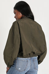 Cool Perfection Olive Green Bomber Jacket