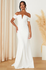 Loveliest Aura White Off-the-Shoulder Mermaid Maxi Dress
