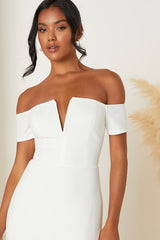 Loveliest Aura White Off-the-Shoulder Mermaid Maxi Dress