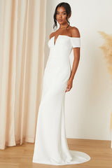Loveliest Aura White Off-the-Shoulder Mermaid Maxi Dress