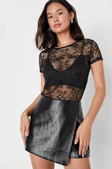 Unforgettable Muse Black Vegan Leather Skort