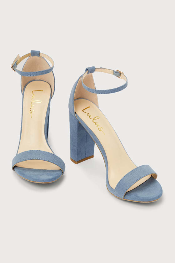 Taylor Blue Suede Ankle Strap Heels