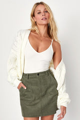 Excellent Charm Olive Green Corduroy Mini Skirt