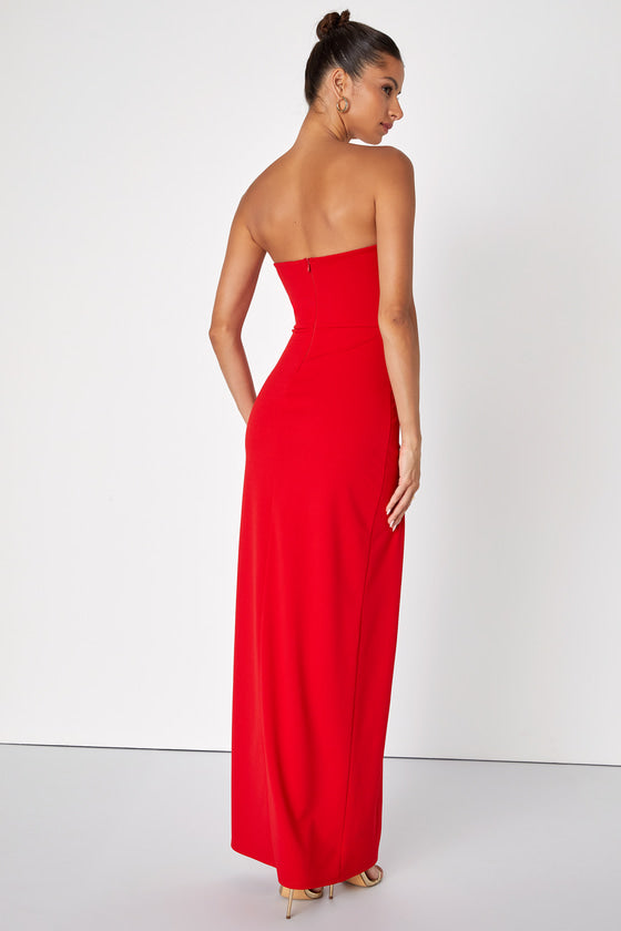 Dedicated to Glamour Red Strapless Maxi Dress