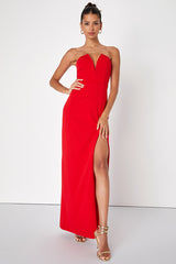 Dedicated to Glamour Red Strapless Maxi Dress