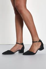 Lucinda Black Nubuck Ankle Strap Pumps