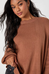Coziest Option Brown Oversized Pullover Sweater