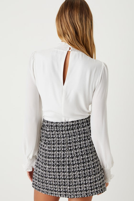Upscale Instinct Black and Silver Tweed Mini Skirt