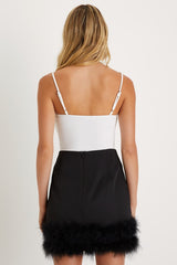 Fabulous Vision Black High-Rise Feather Mini Skirt