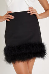 Fabulous Vision Black High-Rise Feather Mini Skirt