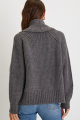 Impressive Comfort Dark Heather Grey Open-Front Knit Cardigan