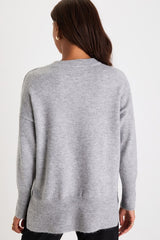 Autumn Allure Heather Grey Crew Neck Oversized Pullover Sweater