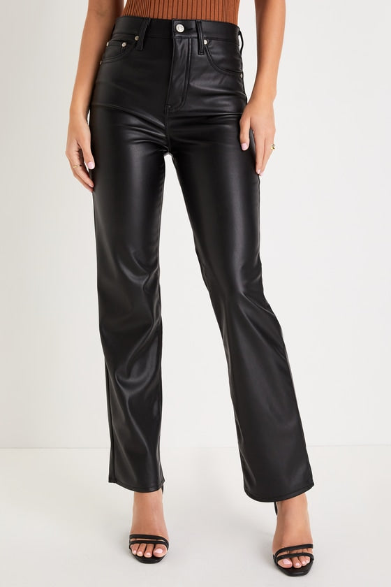 Sundaze Black Vegan Leather High-Rise Straight Leg Pants
