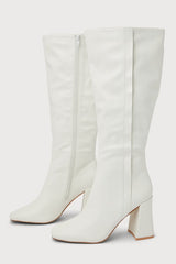 Magnolia White Square Toe Knee-High Boots