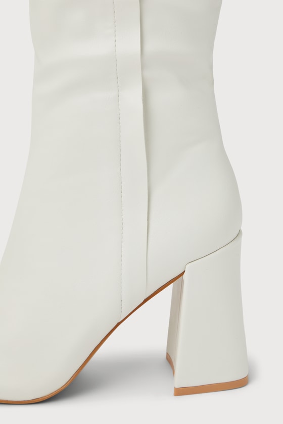Magnolia White Square Toe Knee-High Boots