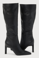 Olivet Black Pointed-Toe Knee-High Boots