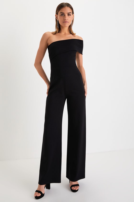 Transcend Time Black One-Shoulder Jumpsuit