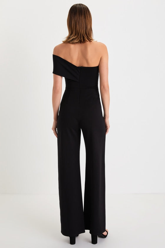 Transcend Time Black One-Shoulder Jumpsuit
