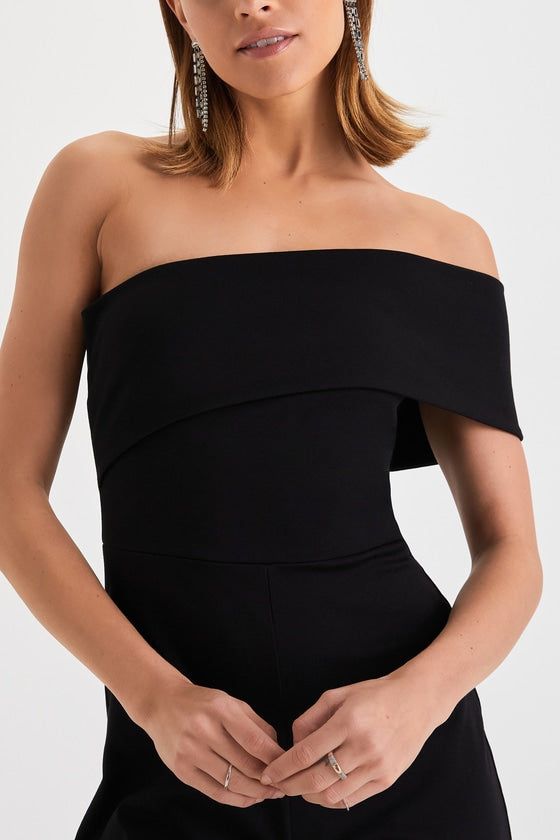 Transcend Time Black One-Shoulder Jumpsuit