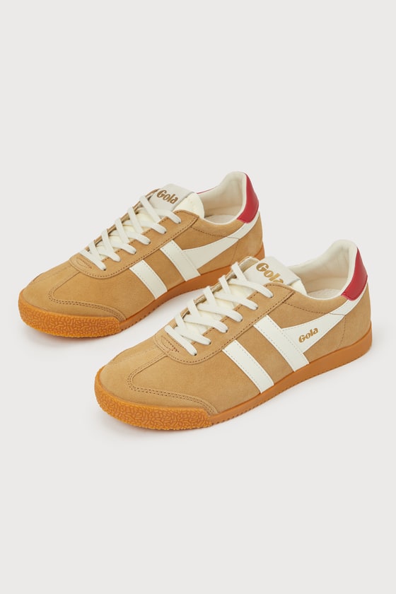 Elan Caramel Color Block Suede Leather Sneakers