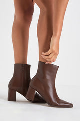 Ariyah Chocolate Brown Low Heel Ankle Booties