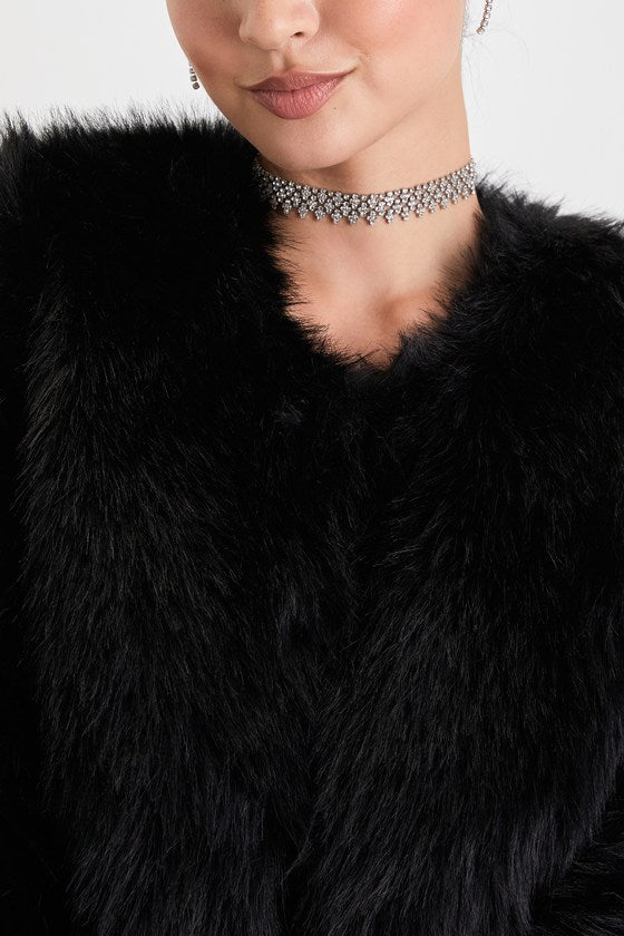 Glam Attitude Black Faux Fur Jacket