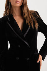 Sophisticated Expression Black Velvet Blazer Dress