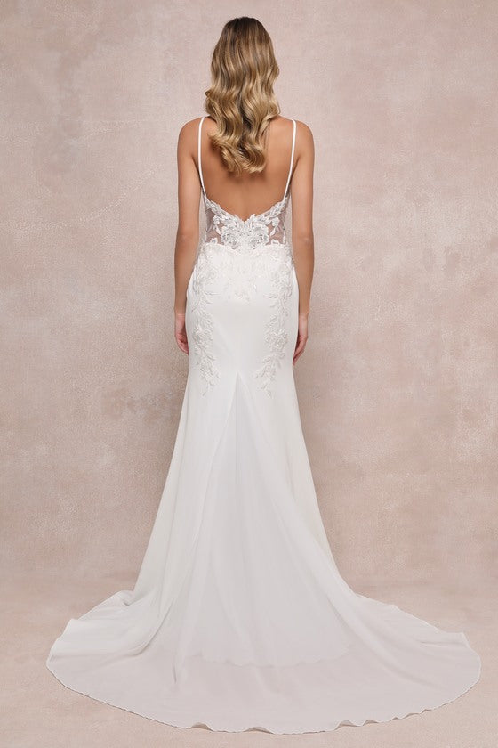 Vision of Romance White Sheer Mesh Embroidered Sequin Maxi Dress