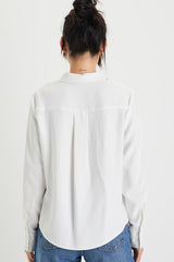 Totally Polished Ivory Long Sleeve Button-Up Top