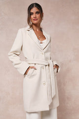 Harriet Ivory Button-Front Belted Coat