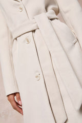 Harriet Ivory Button-Front Belted Coat
