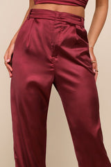 Flawless Behavior Burgundy High Rise Straight Leg Pants
