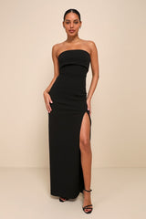 Classy Consideration Black Strapless Maxi Dress