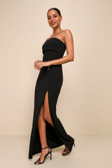 Classy Consideration Black Strapless Maxi Dress