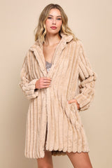 Classy Season Beige Faux Fur Coat