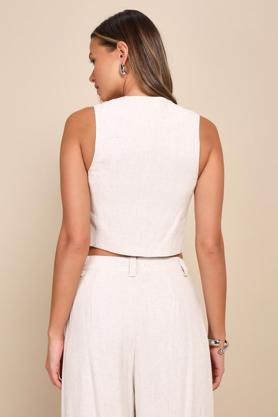 Suits You Perfectly Beige Linen Vest