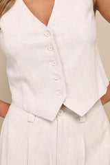 Suits You Perfectly Beige Linen Vest