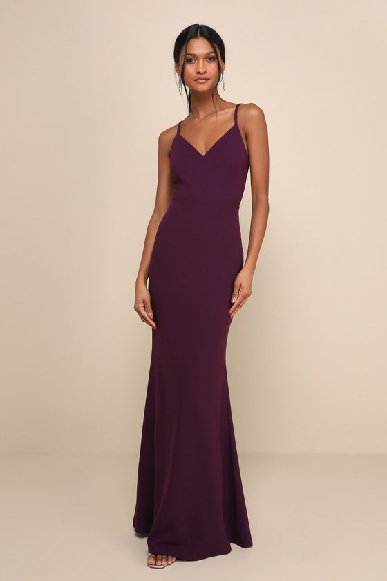 Moments of Bliss Purple Backless Mermaid Maxi Dress
