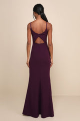 Moments of Bliss Purple Backless Mermaid Maxi Dress