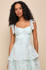 Glamorous Sweetie Sage Burnout Tie-Strap Bustier Midi Dress